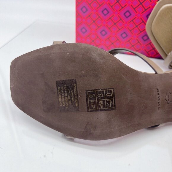 Tory Burch Miller Bombé 55mm Low Heel Sandal Toasted Sesame Brown Leather US 9 - Picture 11 of 13